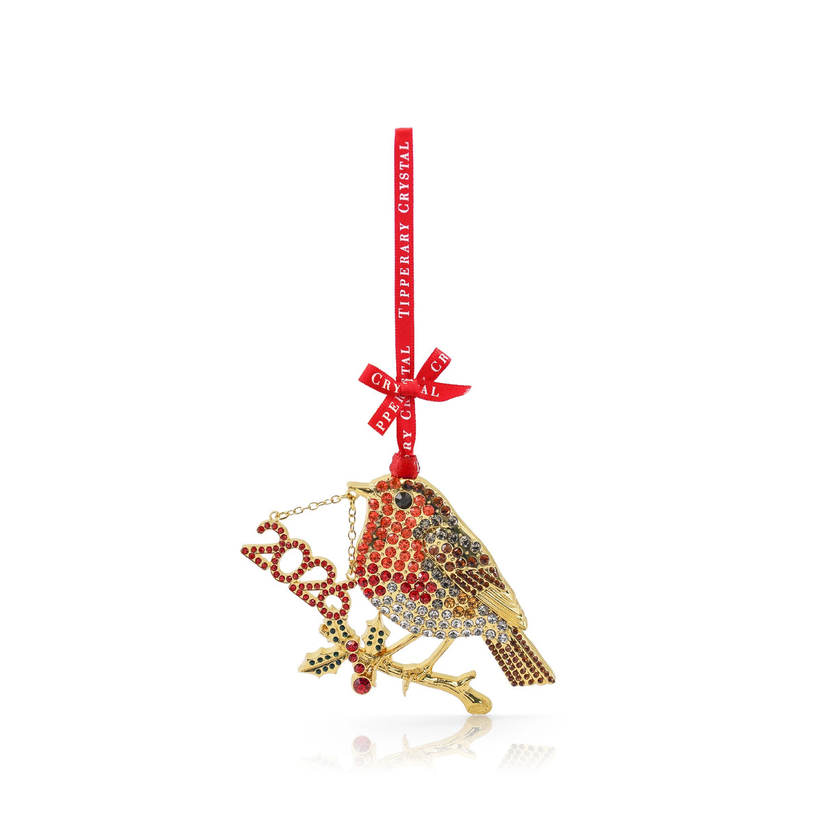 Tipperary Crystal Sparkle 2026 Robin Hanging Decoration - XMAS HANGING DECOS - Beattys of Loughrea