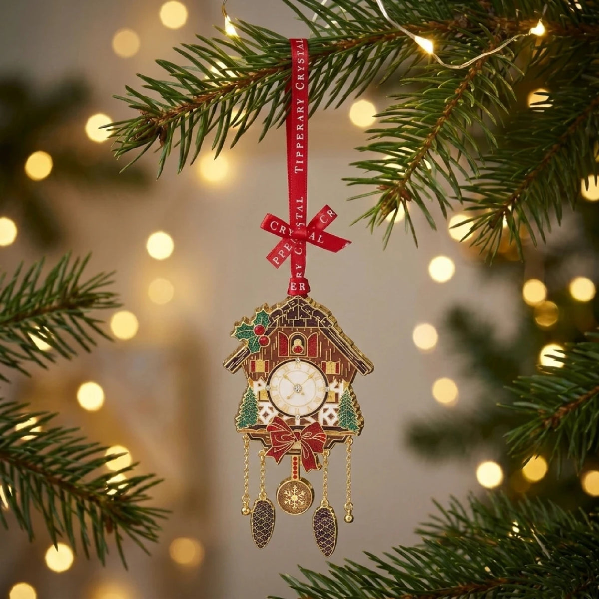 Tipperary Crystal Sparkle Cuckoo Clock Hanging Decoration - XMAS HANGING DECOS - Beattys of Loughrea