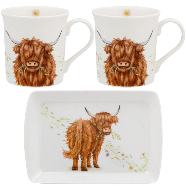 Highland Cow Mugs & Tray Set – Clemency Bunn Design - MUG SETS - Beattys of Loughrea