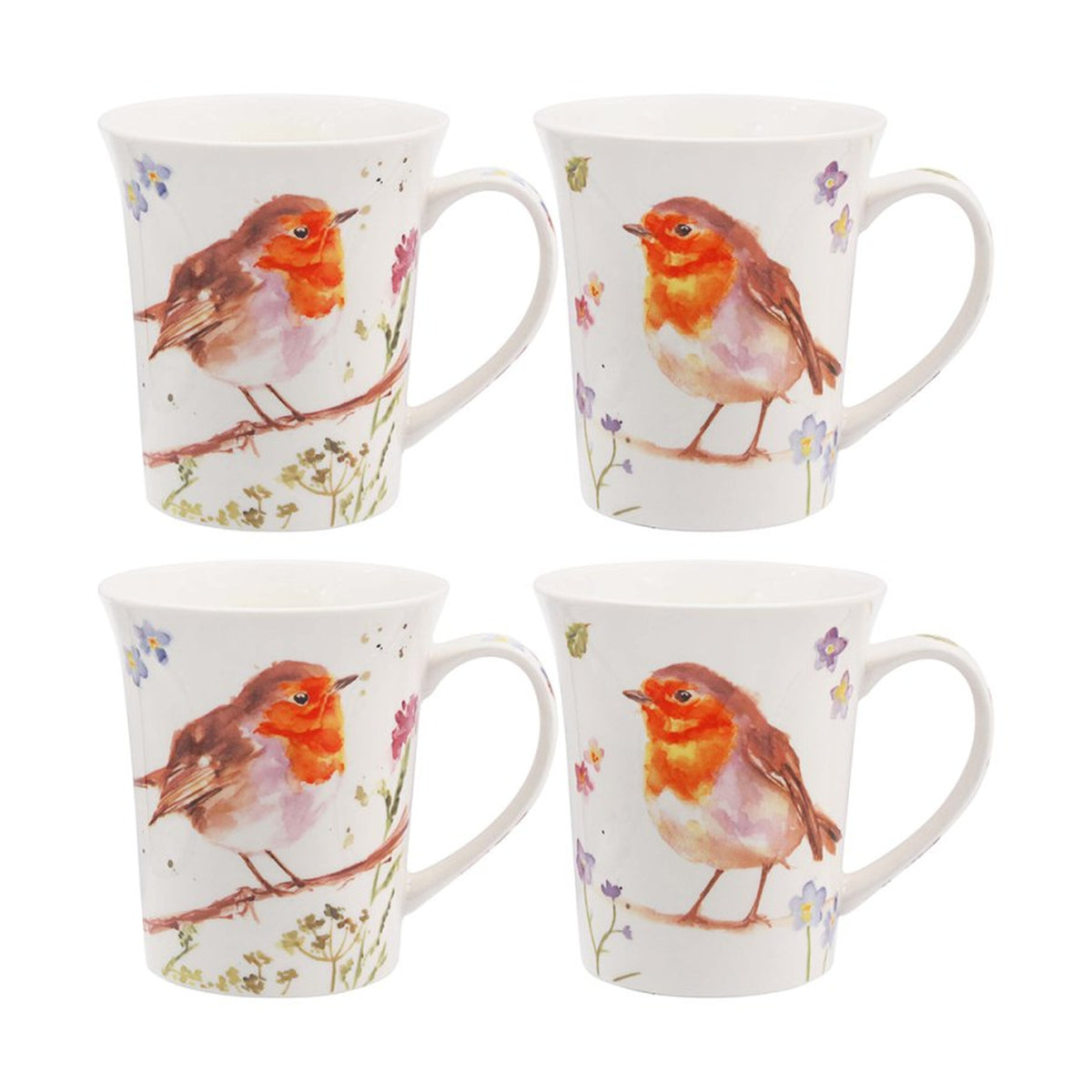 Jennifer Rose Robins Mugs, Set of 4
