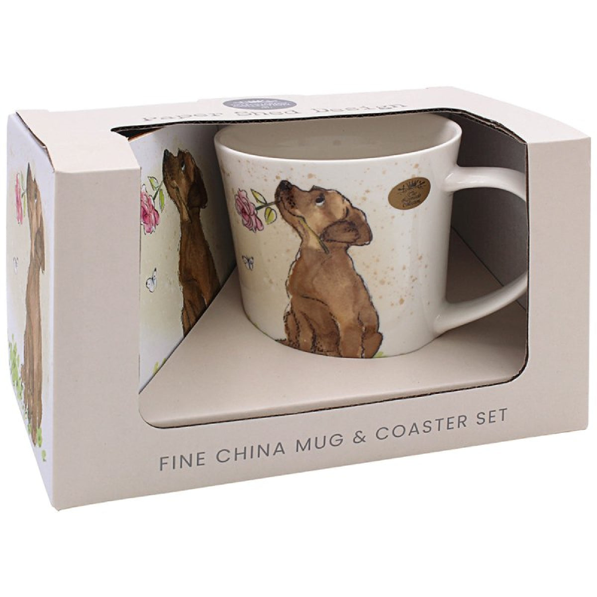 Dog With Rose Mug & Coaster Set - MUG SETS - Beattys of Loughrea