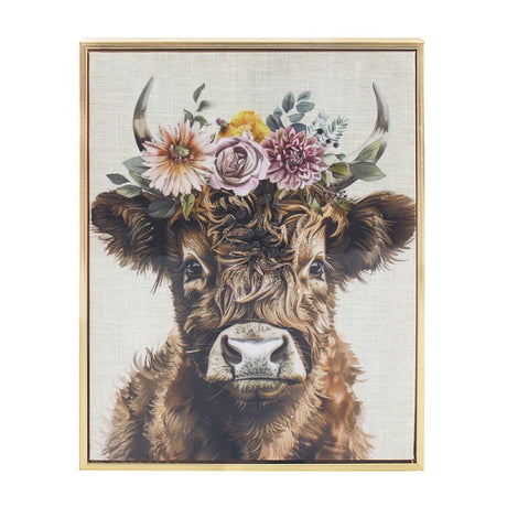Highland Cow Flowers Wall Art - PICTURES, PAINTINGS - Beattys of Loughrea