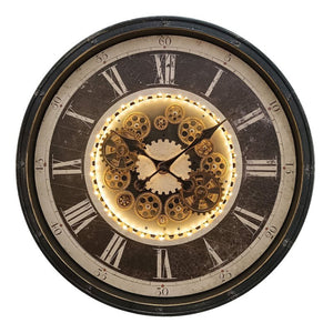 Cog Clock, Light-Up, Silver, 76cm - CLOCKS - Beattys of Loughrea