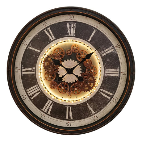 Cog Clock, Light-Up, Gold, 76cm - CLOCKS - Beattys of Loughrea