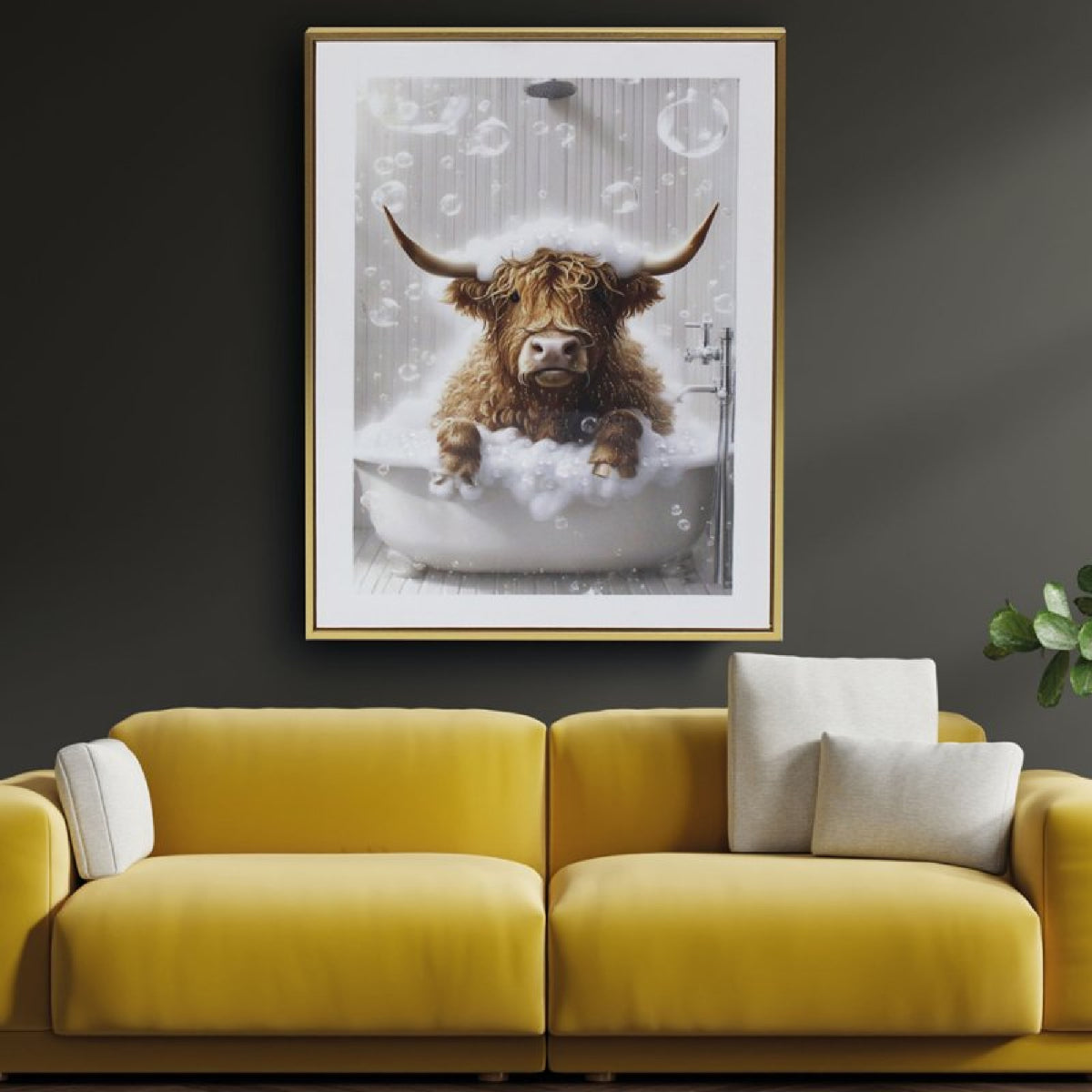 Highland Cow Glitter Wall Art