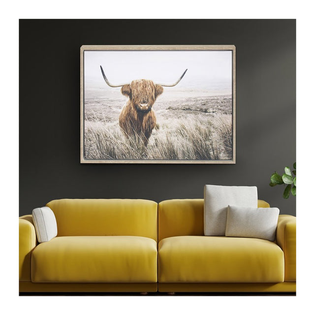 Highland Cow Wall Art, Landscape 70 x 50 cm