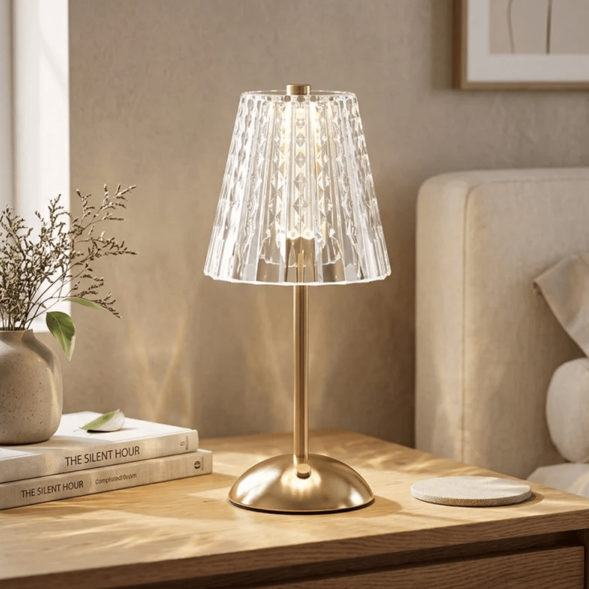 Large LED Touch Lamp - Gold - TABLE/BEDSIDE LAMPS - Beattys of Loughrea