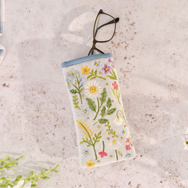 R13 GARDEN IMPRESSIONS COTTON VELVET EMBROIDERY WITH GLASSES CASE 4GI114
