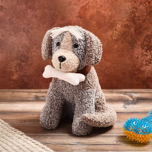 R13 PAWS FABRIC MIXED GREY DOG DOORTSTOP WITH COLLAR 4PE122
