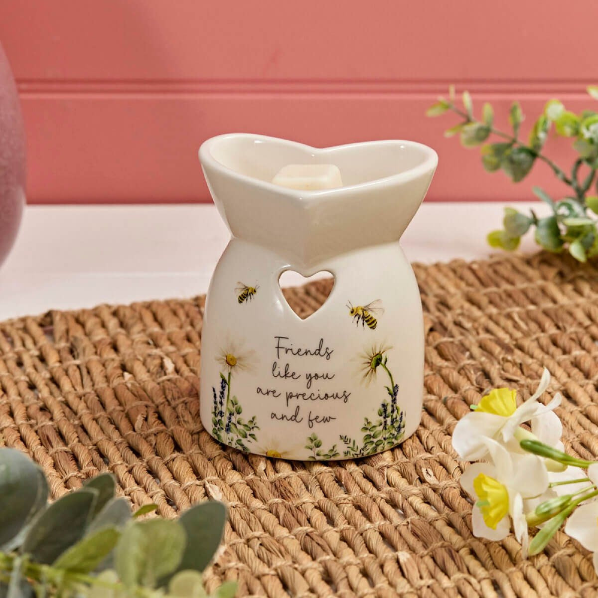 R13 FLORAL CERAMIC HEART SHAPED FRIENDS LIKE YOU BURNER 7FD103