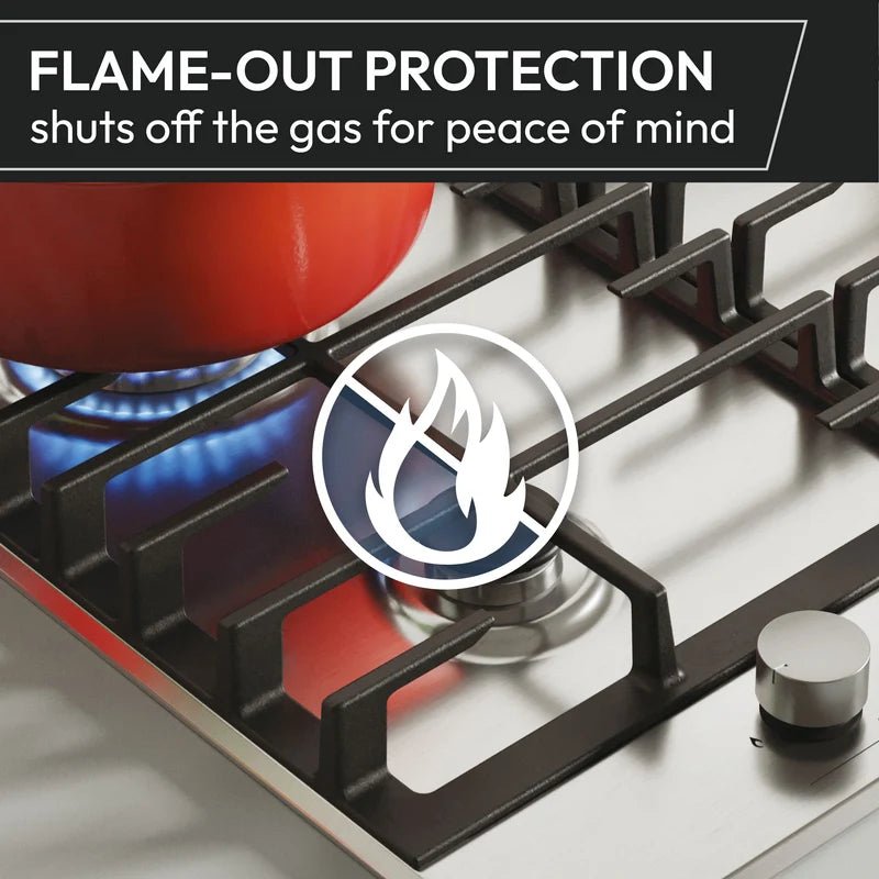 Hoover H-HOB 300 HHG6BRMX 60cm 4 Burner Gas Hob, Stainless Steel