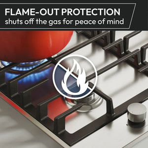 Hoover H-HOB 300 HHG6BRMX 60cm 4 Burner Gas Hob, Stainless Steel