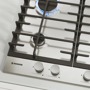 Hoover H-HOB 300 HHG6BRMX 60cm 4 Burner Gas Hob, Stainless Steel