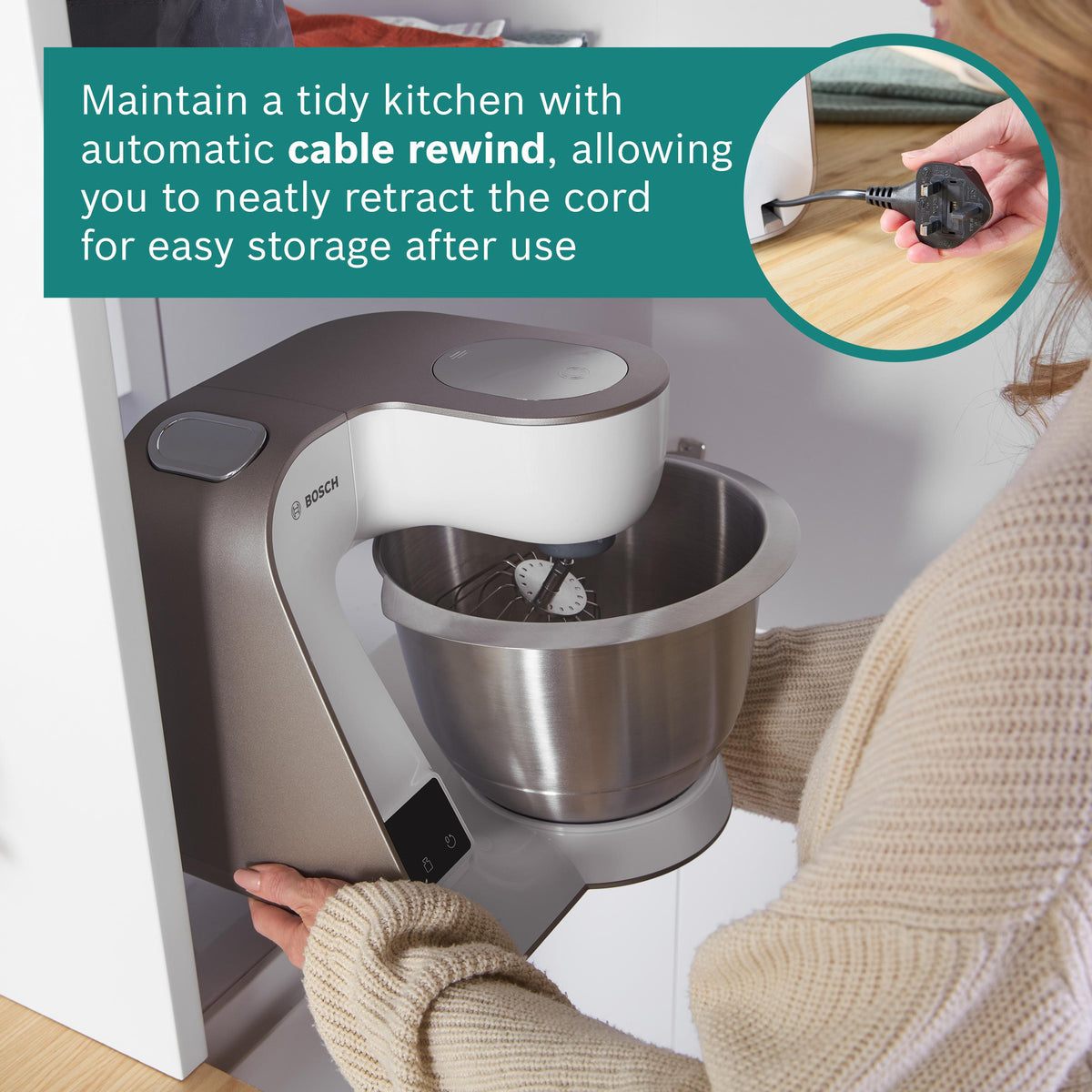 Bosch MUM5 Stand Mixer with Integrated Scales, 1000W, White | MUM5XW40G - FOOD PROCESSORS - Beattys of Loughrea