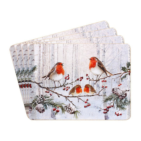 Christmas Robins Placemats, Set of 4