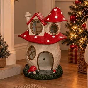 Decoris Toadstool Fairy House, 76cm - XMAS CERAMIC WOOD RESIN GLASS ORNAMENTS - Beattys of Loughrea