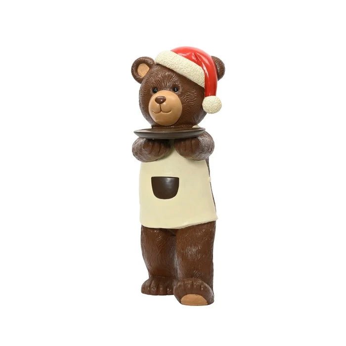 Decoris Standing Bear with Serving Tray, 78cm - XMAS CERAMIC WOOD RESIN GLASS ORNAMENTS - Beattys of Loughrea