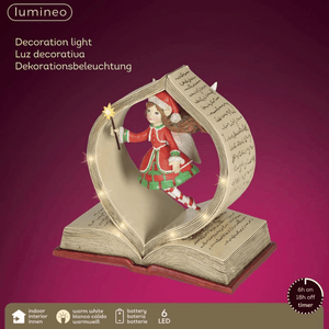 Decoris LED Fairy Storybook Decoration with Timer - XMAS CERAMIC WOOD RESIN GLASS ORNAMENTS - Beattys of Loughrea
