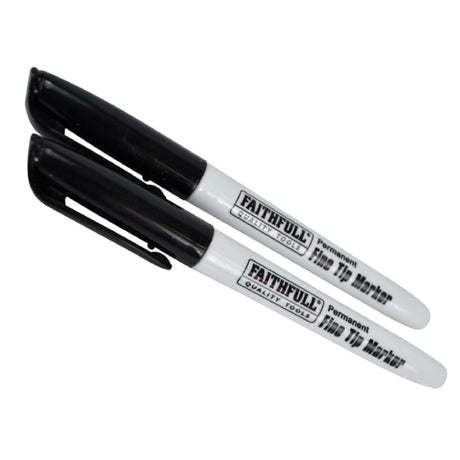 Faithfull Fibre Tip Marker Pen, Black - Pack of 2 - CHALK LINES/ CARPENTERS PENCIL - Beattys of Loughrea