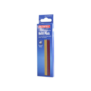Faithfull Pencil Marking Refill Pack, Red & Yellow - 6 Piece