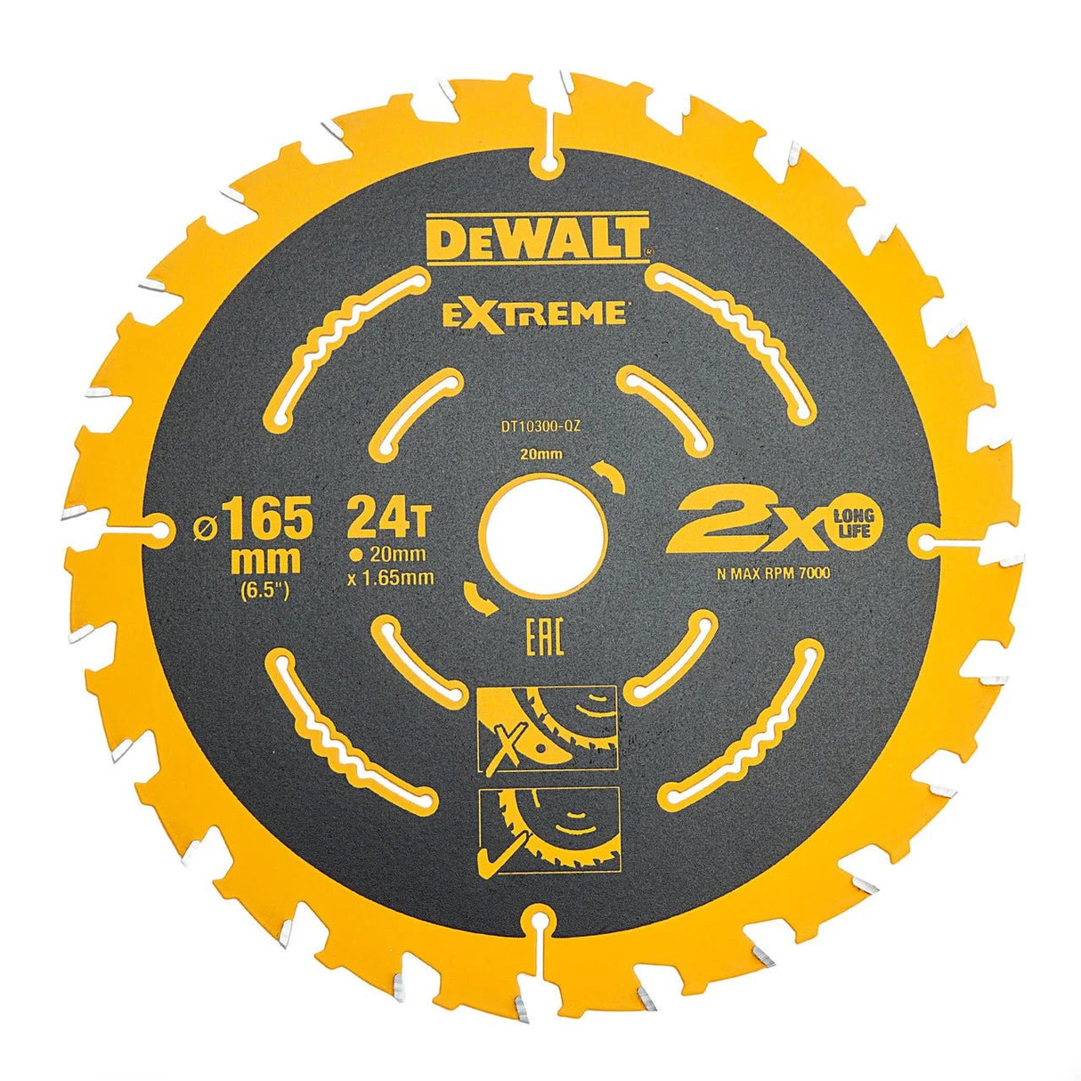DEWALT EXTREME CIRCULAR SAW BLADE 165 X 20MM X 24T DT10300QZ - BLADES - Beattys of Loughrea