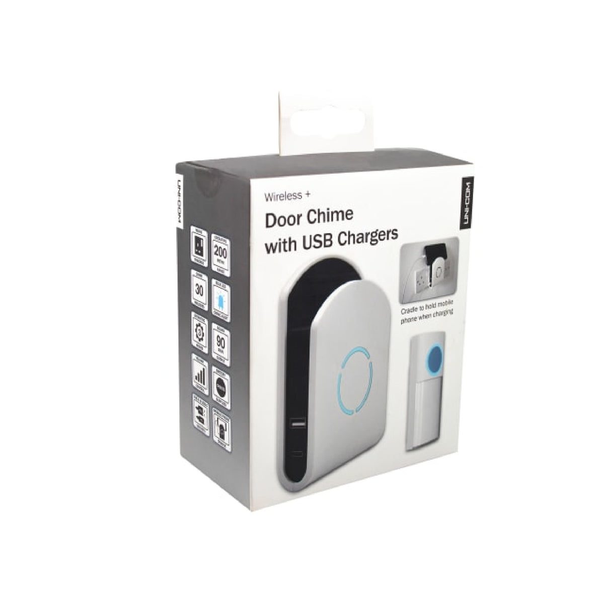 Uni-Com Plug-In Door Chime with USB Charging Sockets