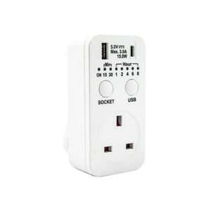 Uni-Com Countdown Timer Socket with USB-A and USB-C
