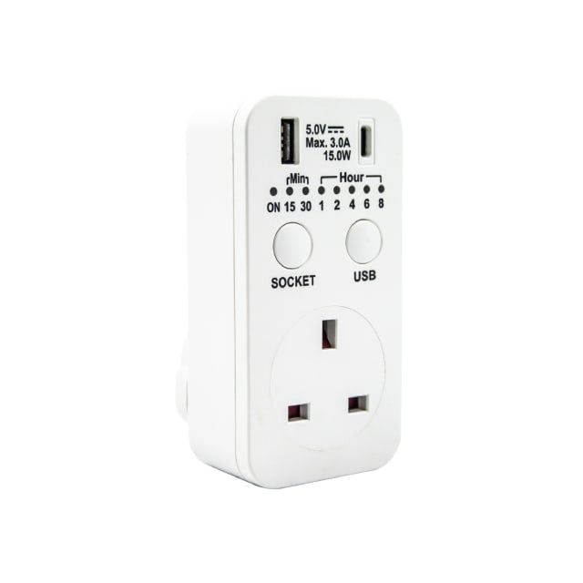 Uni-Com Countdown Timer Socket with USB-A and USB-C