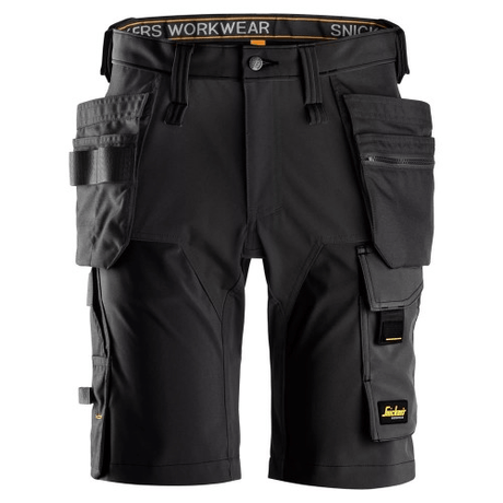 Snickers 6175 AllroundWork Stretch Shorts Holster Pockets Black/Black - Size 052 - 36" Waist - WORK/ SKI TROUSERS - Beattys of Loughrea