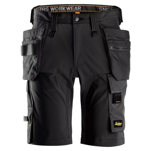 Snickers 6175 AllroundWork Stretch Shorts Holster Pockets Black/Black - Size 048 - 33" Waist - WORK/ SKI TROUSERS - Beattys of Loughrea