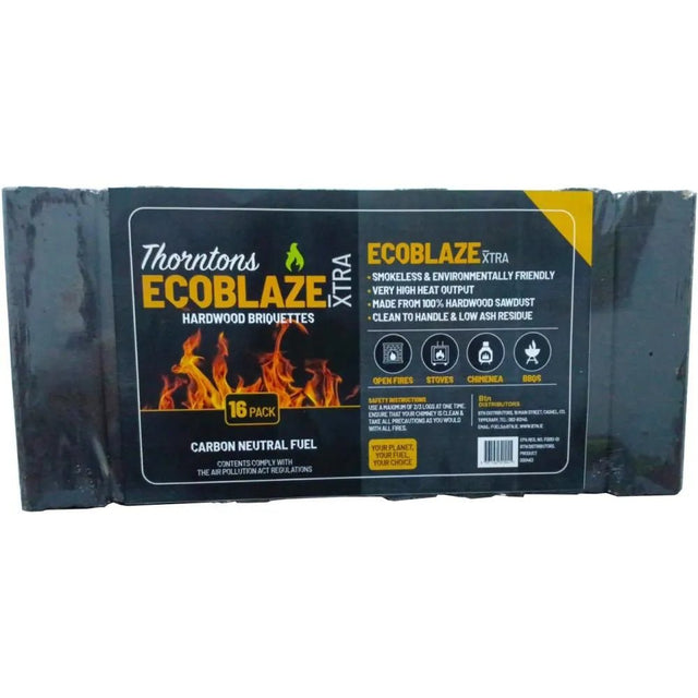 Thorntons Ecoblaze Xtra Hardwood Briquettes 16 Pack - BRIQUETTES - Beattys of Loughrea
