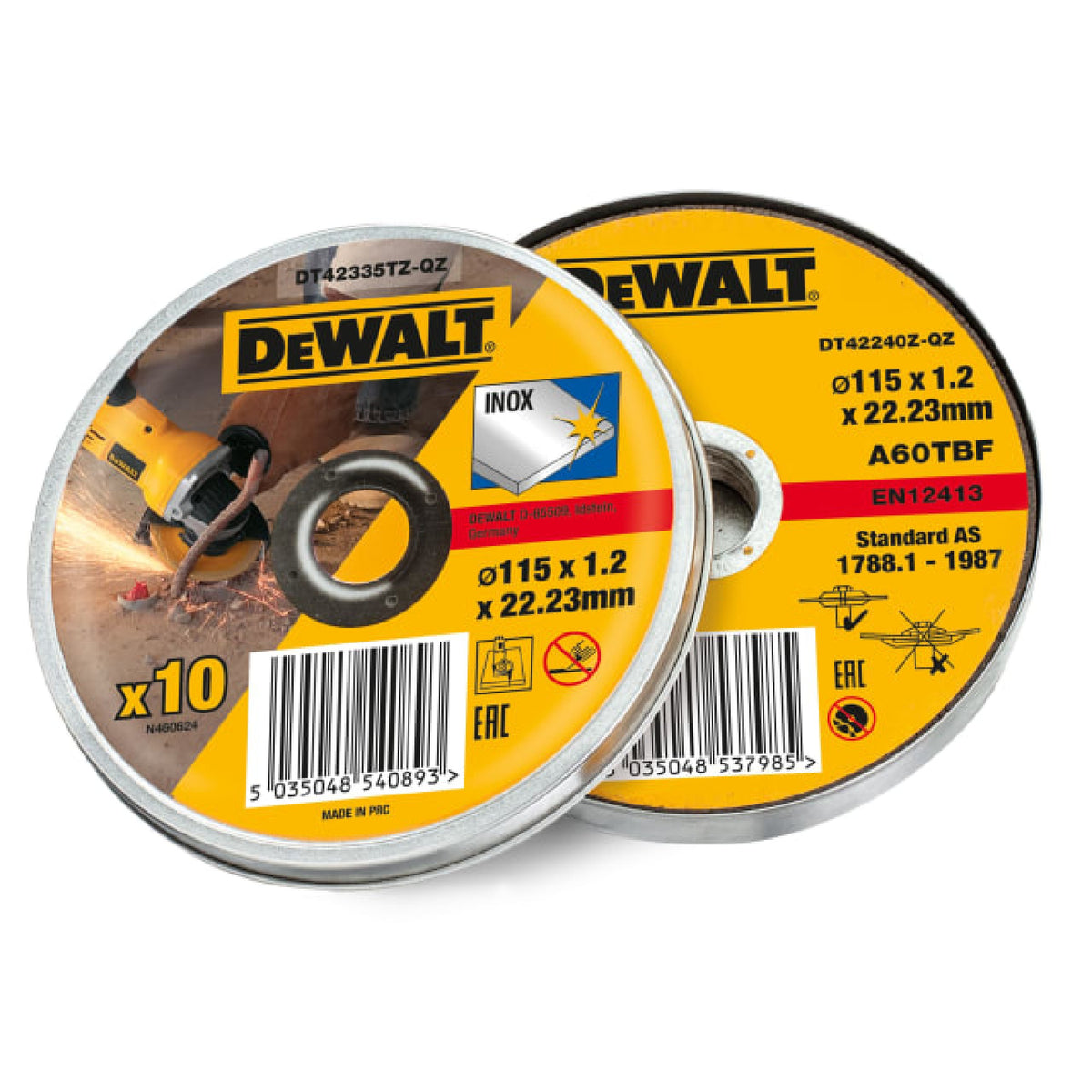 DeWalt Inox Metal and Stainless Cutting Discs 115mm, Tin of 10