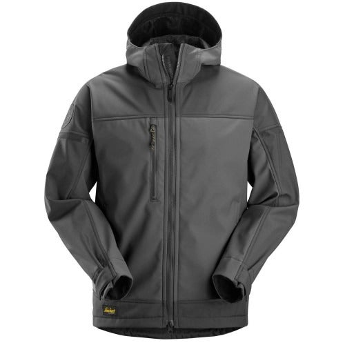 Snickers 1226 AllroundWork Hooded Softshell Stretch Jacket Grey - Size Large - JACKET/ BODYWARMER - Beattys of Loughrea