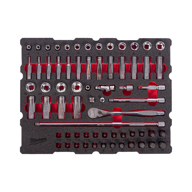 Milwaukee 68pc 1/4" Ratchet & Socket Set PACKOUT Foam Insert 4932501867 - SOCKETS - Beattys of Loughrea