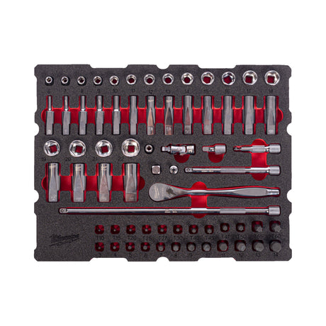 Milwaukee 67pc 3/8" Ratchet & Socket Set PACKOUT Foam Insert 4932501868 - SOCKETS - Beattys of Loughrea