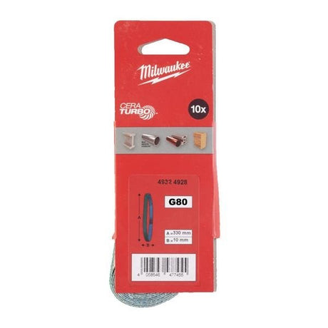 Milwaukee Sanding Belts 10x330mm G80 10pc 4932492875 - Beattys of Loughrea | www.beattys.ie
