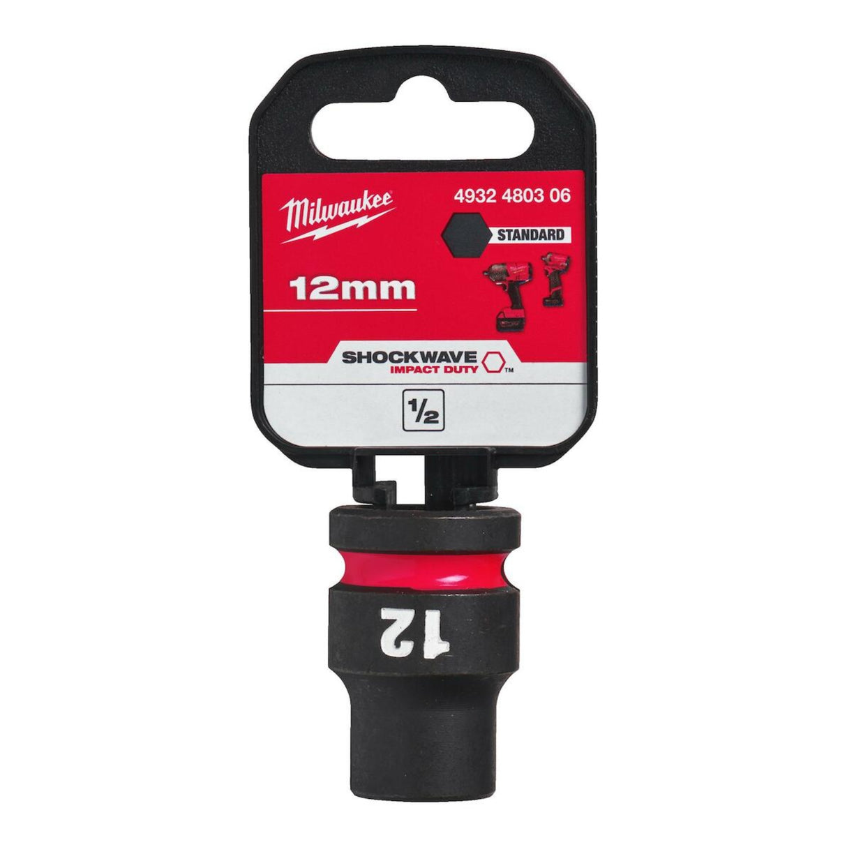 Milwaukee Shockwave Impact Socket 1/2" Drive 12mm Standard 4932480306 - SOCKETS - SINGLE, NOT SETS - Beattys of Loughrea