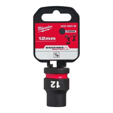 Milwaukee Shockwave Impact Socket 1/2" Drive 12mm Standard 4932480306 - SOCKETS - SINGLE, NOT SETS - Beattys of Loughrea