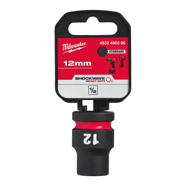 Milwaukee Shockwave Impact Socket 1/2" Drive 12mm Standard 4932480306 - SOCKETS - SINGLE, NOT SETS - Beattys of Loughrea
