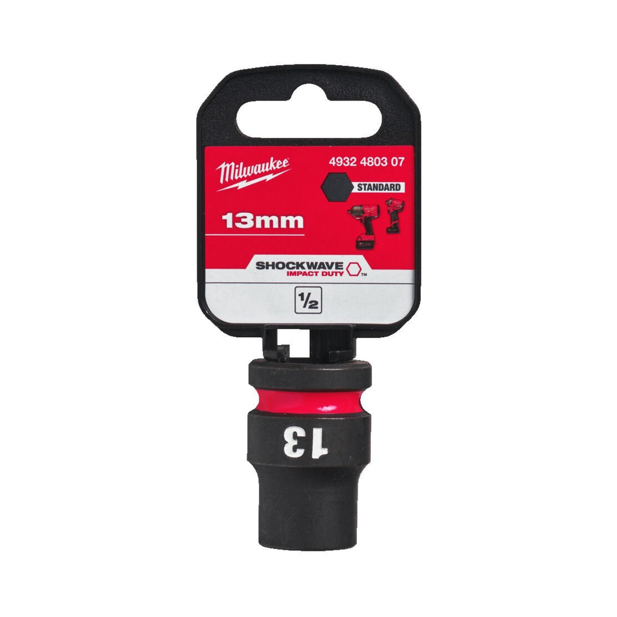 Milwaukee Shockwave Impact Socket 1/2" Drive 13mm Standard 4932480307 - SOCKETS - SINGLE, NOT SETS - Beattys of Loughrea