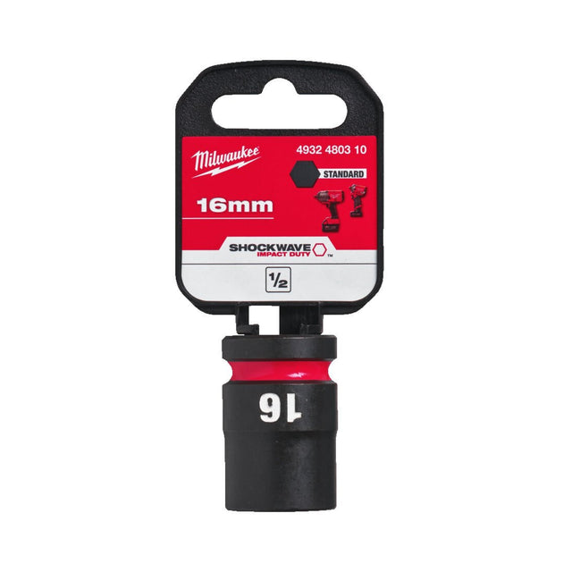 Milwaukee Shockwave Impact Socket 1/2" Drive 16mm Standard 4932480310 - SOCKETS - SINGLE, NOT SETS - Beattys of Loughrea