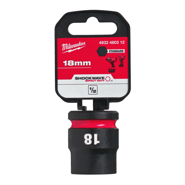 Milwaukee Shockwave Impact Socket 1/2" Drive 18mm Standard 4932480312 - SOCKETS - SINGLE, NOT SETS - Beattys of Loughrea