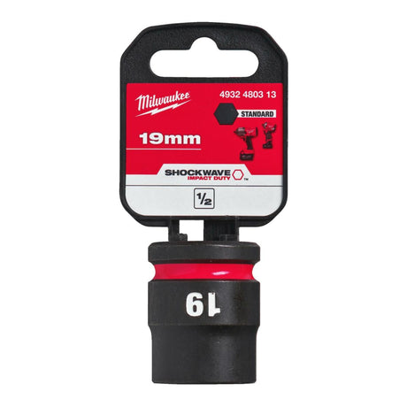 Milwaukee Shockwave Impact Socket 1/2" Drive 19mm Standard 4932480313 - SOCKETS - SINGLE, NOT SETS - Beattys of Loughrea