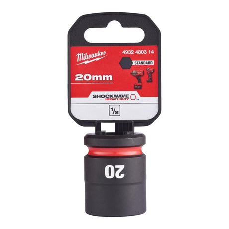 Milwaukee Shockwave Impact Socket 1/2" Drive 20mm Standard 4932480314 - SOCKETS - SINGLE, NOT SETS - Beattys of Loughrea