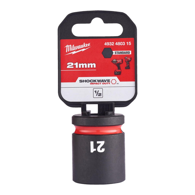 Milwaukee Shockwave Impact Socket 1/2" Drive 21mm Standard 4932480315 - SOCKETS - SINGLE, NOT SETS - Beattys of Loughrea