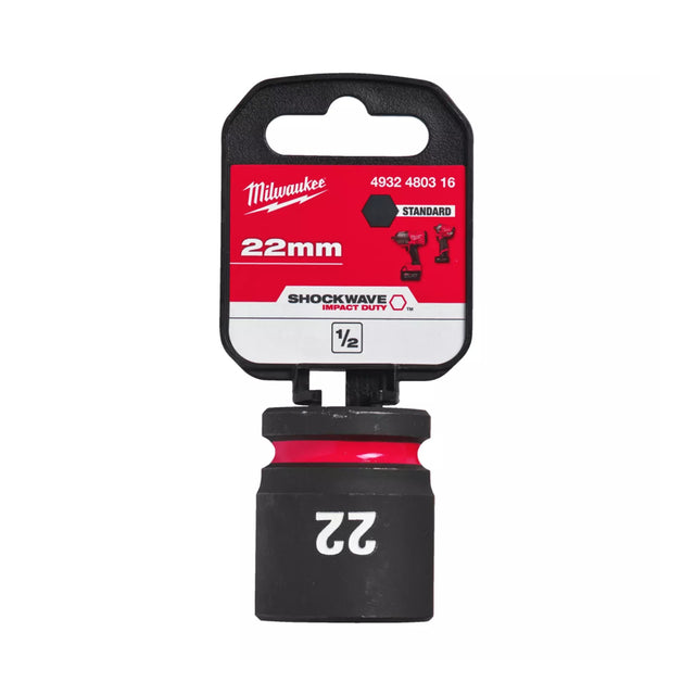 Milwaukee Shockwave Impact Socket 1/2" Drive 22mm Standard 4932480316 - SOCKETS - SINGLE, NOT SETS - Beattys of Loughrea