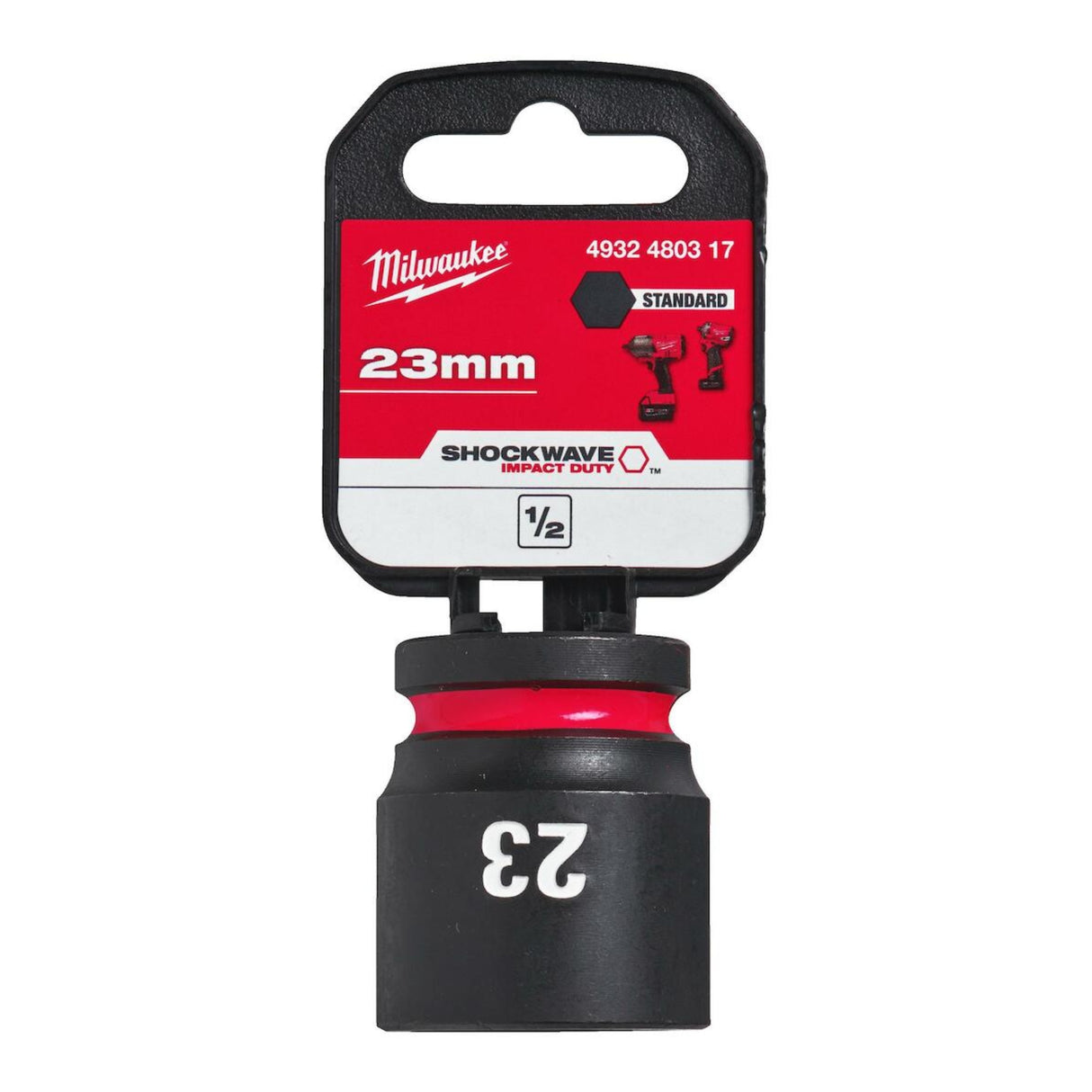Milwaukee Shockwave Impact Socket 1/2" Drive 23mm Standard 4932480317 - SOCKETS - SINGLE, NOT SETS - Beattys of Loughrea