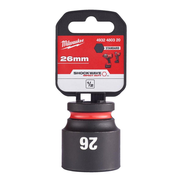 Milwaukee Shockwave Impact Socket 1/2" Drive 26mm Standard 4932480320 - SOCKETS - SINGLE, NOT SETS - Beattys of Loughrea