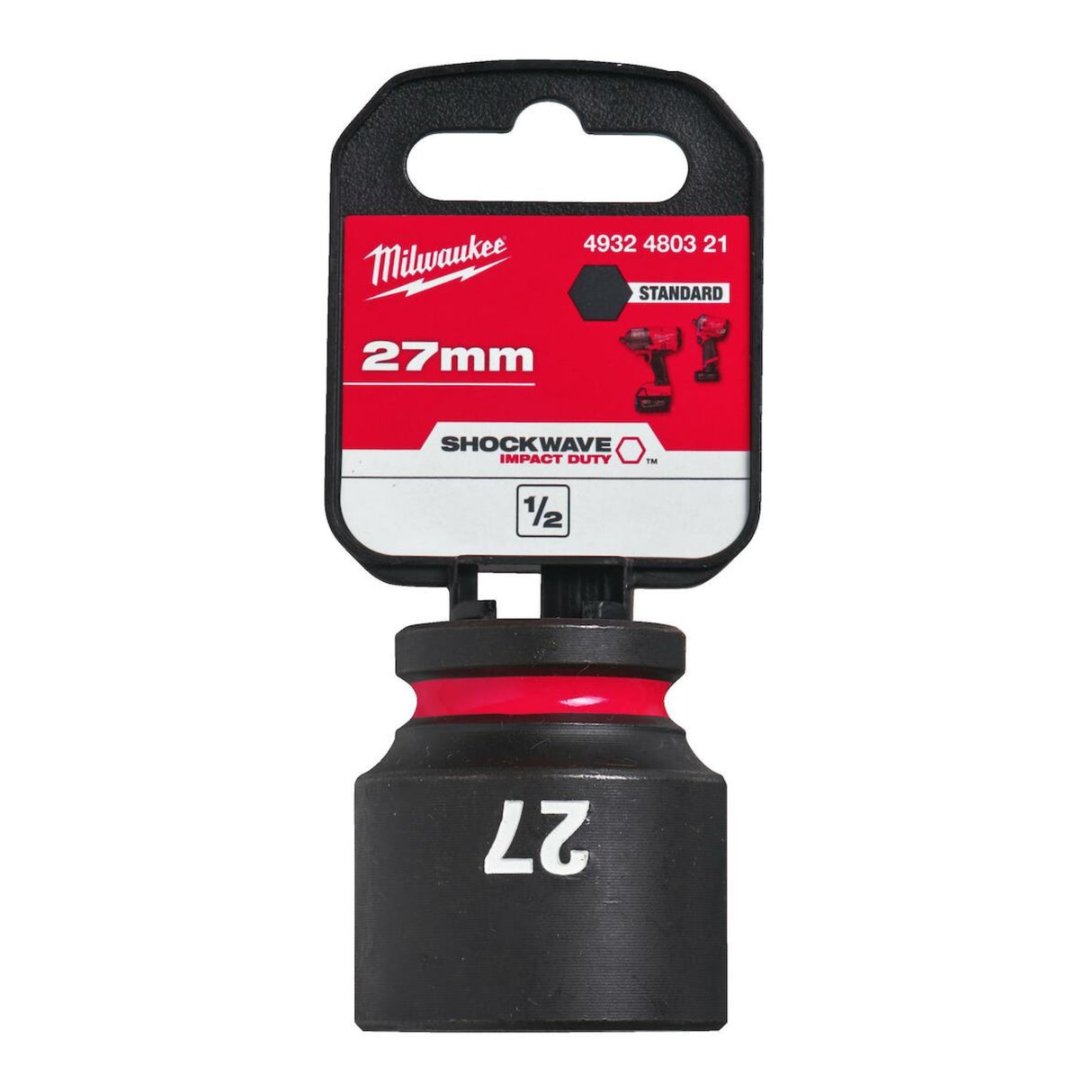Milwaukee Shockwave Impact Socket 1/2" Drive 27mm Standard 4932480321 - TOOL SETS/ SOCKET SETS - Beattys of Loughrea