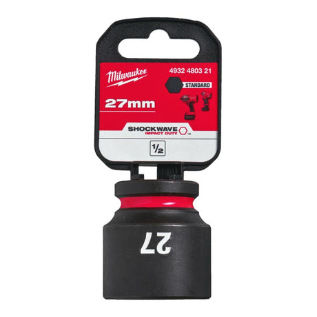 Milwaukee Shockwave Impact Socket 1/2" Drive 27mm Standard 4932480321 - TOOL SETS/ SOCKET SETS - Beattys of Loughrea